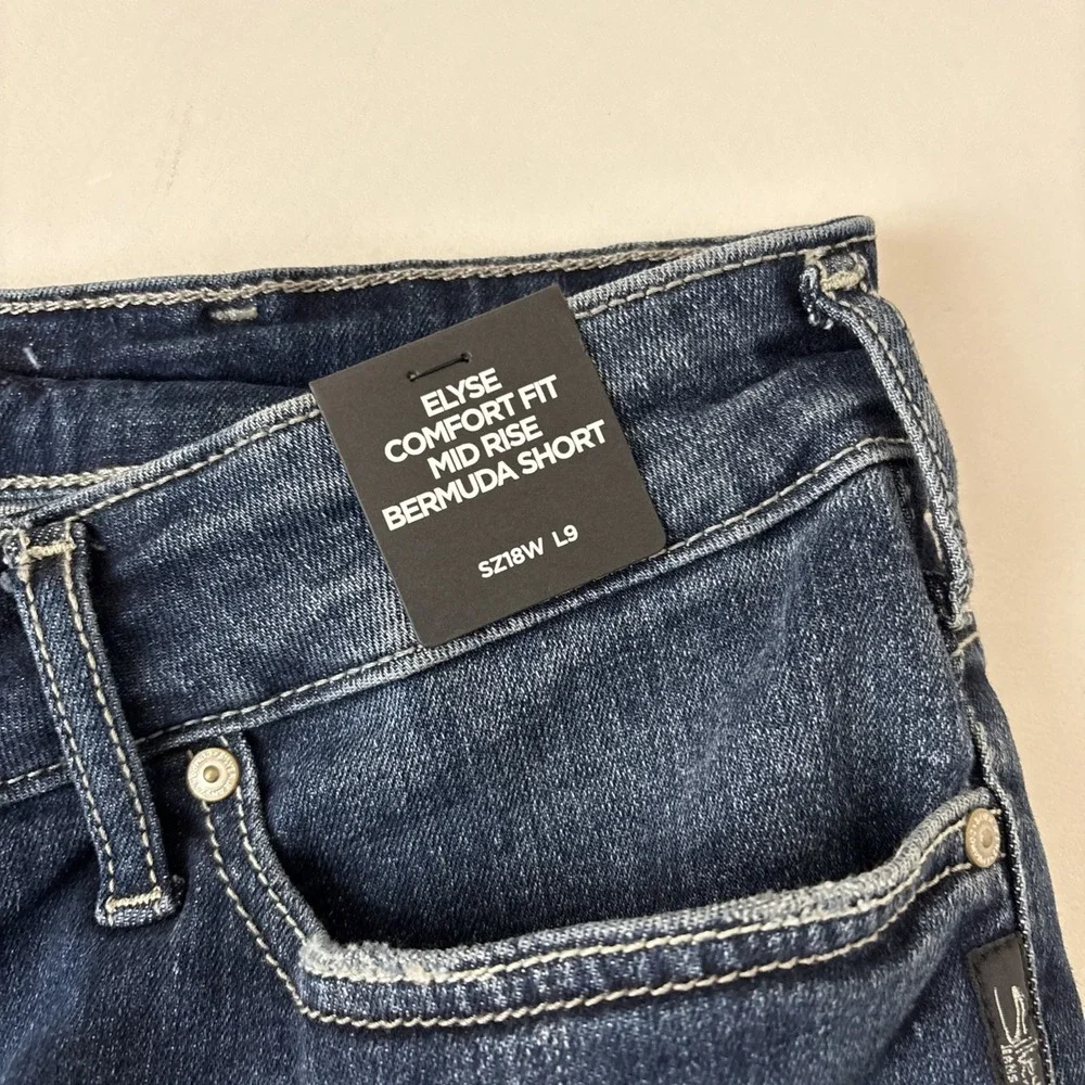 Silver Jeans Co Suki Bermuda Women's Blue Denim Shorts Size 18 New - Picture 8 of 14